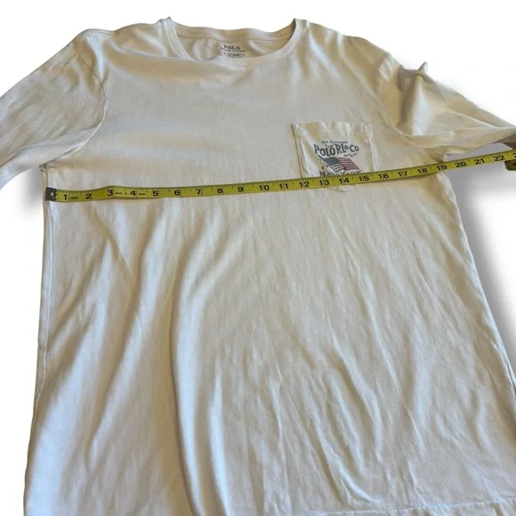 Polo Ralph Lauren Polo Long Sleeve Pocket T Shirt Off White Custom Fit Medium - Picture 4 of 9